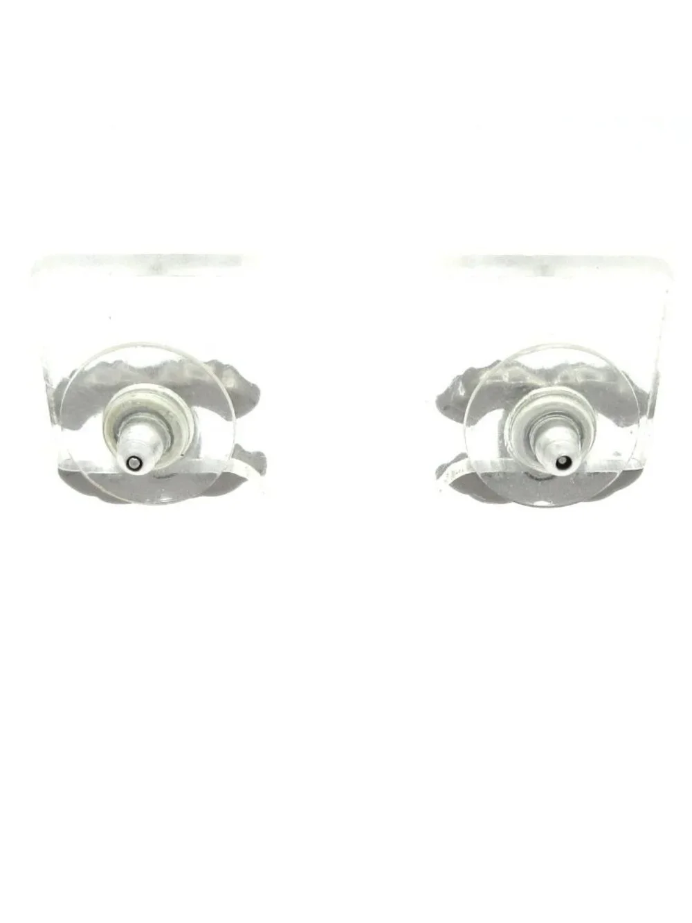 Chanel Earrings Silver Black CC Logo